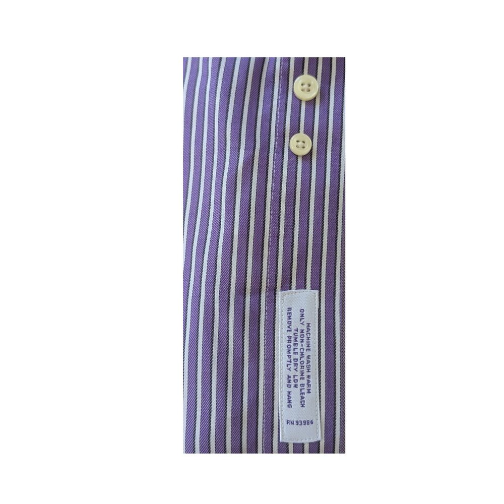 Brooks Brothers 346 Purple Striped Dress Shirt 14.5 x 32 French cuff Preowned - Picture 5 of 7